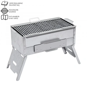 Katlanır Ayaklı Mangal - Argeus - Paslanmaz - Mühürleme Izgaralı - Kül Hazneli