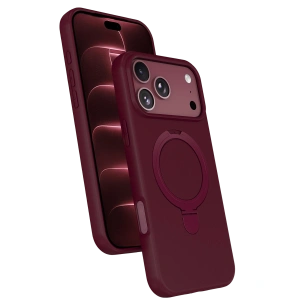 Newface Apple İphone 18 Pro Regal Magsafe Standlı Kapak - Bordo
