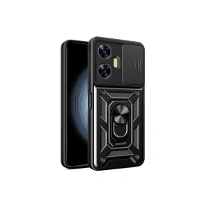 Newface Realme C55 Kılıf Pars Lens Yüzüklü Silikon - Siyah