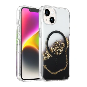 Onegif Apple İphone 15 Lotus Simli Magsafe Kapak - Siyah