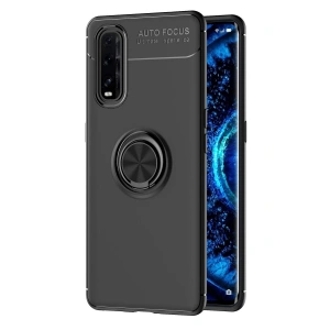 Oppo Find X2 Kılıf Range Yüzüklü Silikon - Siyah