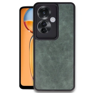 Oppo Reno 11f Kılıf Aras Deri Kapak - Koyu Yeşil