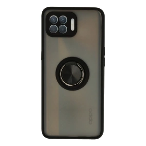 Oppo Reno 4 Lite Kılıf Montreal Yüzüklü Silikon Kapak - Siyah