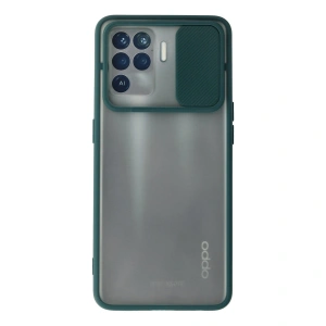 Oppo Reno 5 Lite Kılıf Palm Buzlu Kamera Sürgülü Silikon - Yeşil