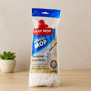 Pamuklu Püsküllü Mop Başlığı 23cm Orta-Large (Klasik Sap)