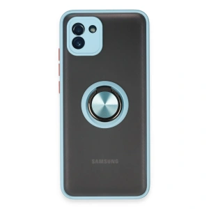 Samsung Galaxy A03 Kılıf Montreal Yüzüklü Silikon Kapak - Buz Mavi