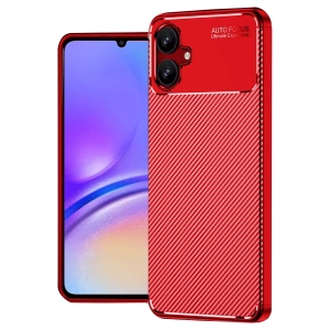 Samsung Galaxy A06 Kılıf Auto Focus Karbon Kapak - Kırmızı