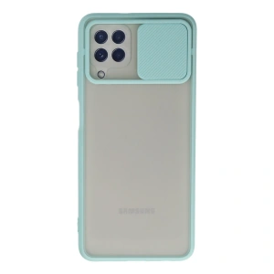 Samsung Galaxy A22 Kılıf Palm Buzlu Kamera Sürgülü Silikon - Turkuaz