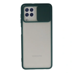 Samsung Galaxy A22 Kılıf Palm Buzlu Kamera Sürgülü Silikon - Yeşil