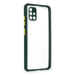 Samsung Galaxy A71 Kılıf Miami Şeffaf Silikon - Koyu Yeşil