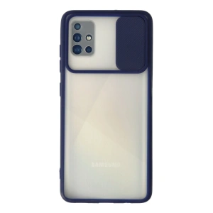 Samsung Galaxy A71 Kılıf Palm Buzlu Kamera Sürgülü Silikon - Lacivert