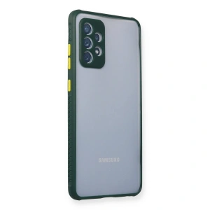 Samsung Galaxy A72 Kılıf Miami Şeffaf Silikon - Koyu Yeşil