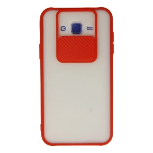 Samsung Galaxy J7 Kılıf Palm Buzlu Kamera Sürgülü Silikon - Kırmızı