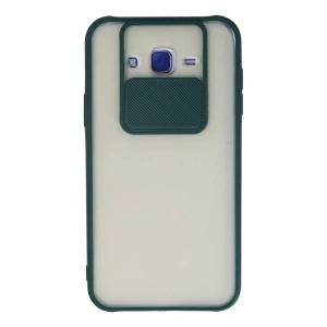 Samsung Galaxy J7 Kılıf Palm Buzlu Kamera Sürgülü Silikon - Yeşil