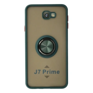 Samsung Galaxy J7 Prime Kılıf Montreal Yüzüklü Silikon Kapak - Yeşil