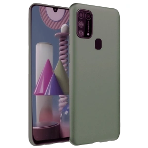 Samsung Galaxy M31 Kılıf Nano İçi Kadife Silikon - Koyu Yeşil