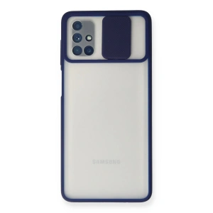 Samsung Galaxy M51 Kılıf Palm Buzlu Kamera Sürgülü Silikon - Lacivert
