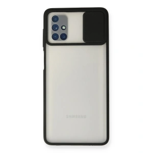 Samsung Galaxy M51 Kılıf Palm Buzlu Kamera Sürgülü Silikon - Siyah