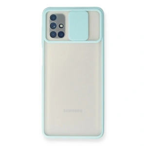 Samsung Galaxy M51 Kılıf Palm Buzlu Kamera Sürgülü Silikon - Turkuaz