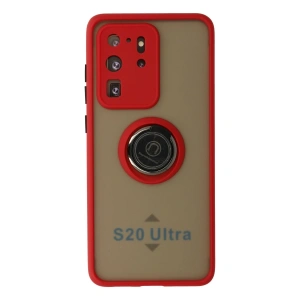 Samsung Galaxy S20 Ultra Kılıf Montreal Yüzüklü Silikon Kapak - Kırmızı