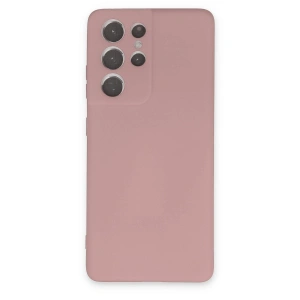 Samsung Galaxy S21 Ultra Kılıf Nano İçi Kadife Silikon - Pudra
