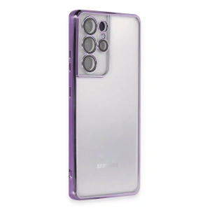 Samsung Galaxy S21 Ultra Kılıf Razer Lensli Silikon - Mor