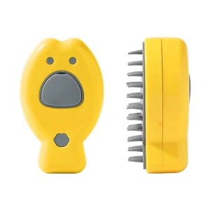 Şarjlı Buharlı Kedi Köpek Tarağı - Yumuşak Silikon Tüy Toplayıcı - Sarı (8675)