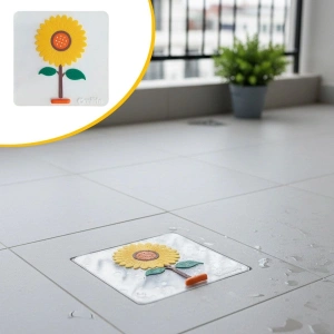 Sepet Dolusu® Ayçiçeği Tasarımlı Gider Koku Önleyici – Silikon Lavabo Gider Matı