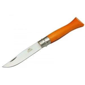 T0196 Bahçe Çakı 16 Cm - Ahşap Turuncu Sap, Bilezikli, Kılıflı