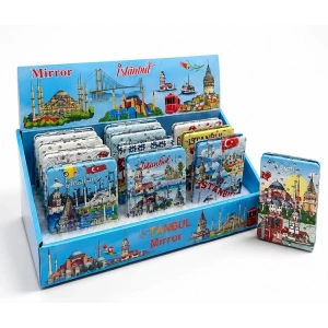 Taşlı İstanbul Temalı İnce El Aynası Alk5820