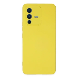 Vivo V23 5g Kılıf Nano İçi Kadife Silikon - Sarı