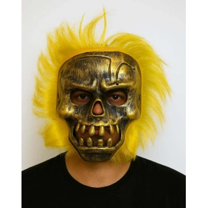 Wild Skull - Bakır Kafatası Sarı Saçlı İskelet Maske