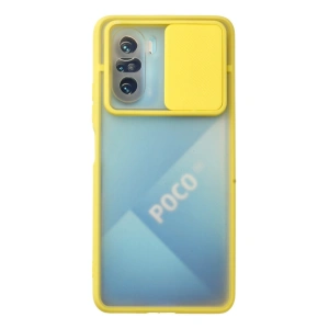 Xiaomi Poco F3 Kılıf Palm Buzlu Kamera Sürgülü Silikon - Sarı