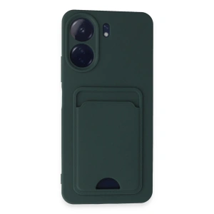 Xiaomi Redmi 13c Kılıf Kelvin Kartvizitli Silikon - Koyu Yeşil