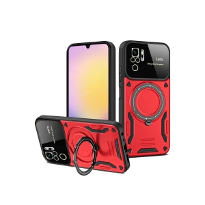 Xiaomi Redmi Note 10s Kılıf Joy Lens Standlı Kapak - Kırmızı