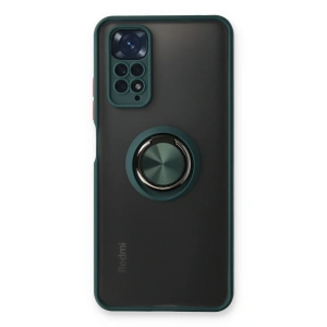 Xiaomi Redmi Note 11 Kılıf Montreal Yüzüklü Silikon Kapak - Yeşil