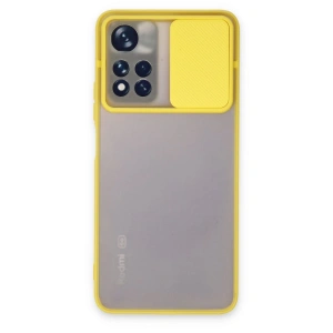 Xiaomi Redmi Note 11t Kılıf Palm Buzlu Kamera Sürgülü Silikon - Sarı