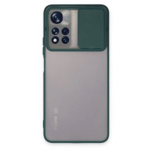 Xiaomi Redmi Note 11t Kılıf Palm Buzlu Kamera Sürgülü Silikon - Yeşil