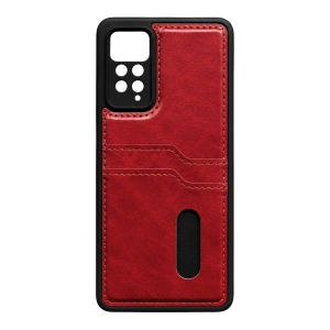 Xiaomi Redmi Note 12 Pro 4g Kılıf Sara Kartvizitli Deri Kılıf - Kırmızı
