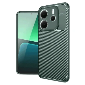 Xiaomi Redmi Note 14 4g Kılıf Auto Focus Karbon Kapak - Koyu Yeşil