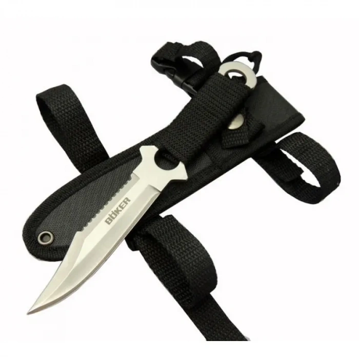 1-1 B Kol Tip Kamp Bıçağı 21,5 Cm - Metalik, İp Saplı, Kola Takılan Kılıflı