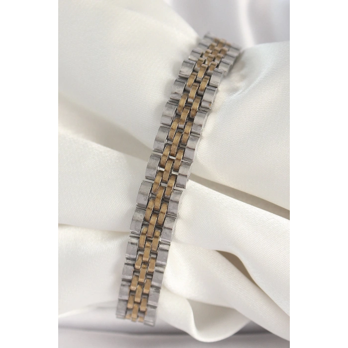 316L Çelik Gold Gümüş Renk Zincir Model Erkek Bileklik