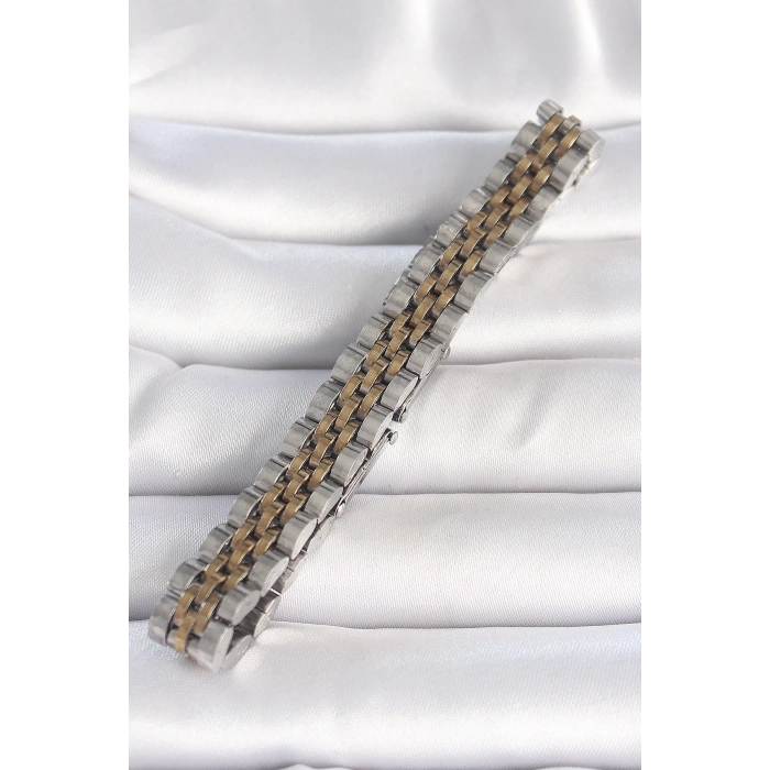 316L Çelik Gold Gümüş Renk Zincir Model Erkek Bileklik