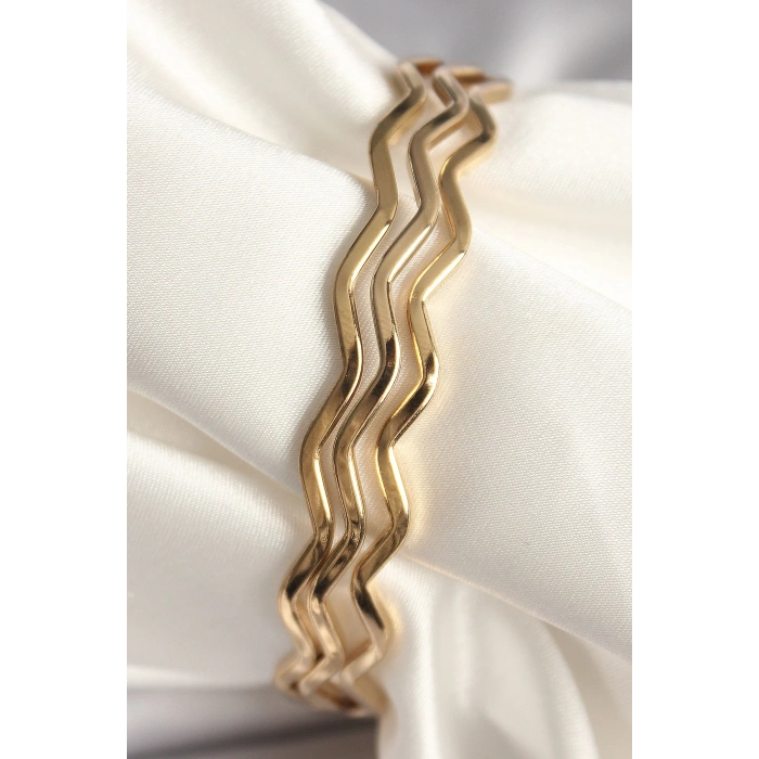 316L Çelik Gold Renk Ajda Model Kadın Bileklik