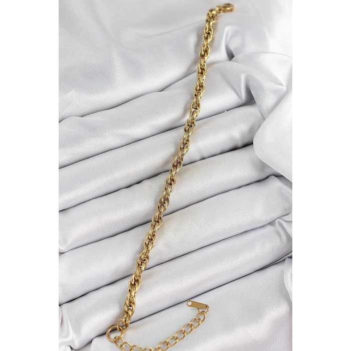 316L Çelik Gold Renk Burgu Model Kadın Bileklik