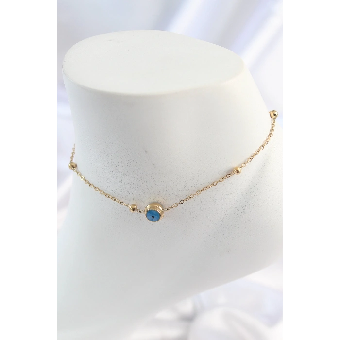 316L Çelik Gold Renk Nazar Boncuk Model Kadın Halhal