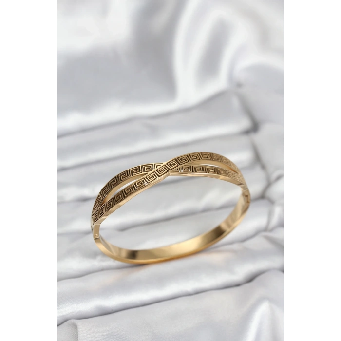 316L Çelik Gold Renk Vintage Kadın Kelepçe Bileklik