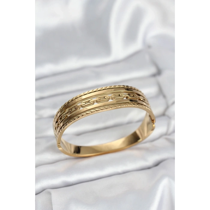 316L Çelik Gold Renk Vintage Model Kadın Kelepçe Bileklik