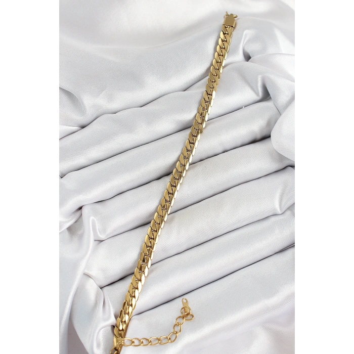 316L Çelik Gold Renk Yassı Zincir Kadın Bileklik