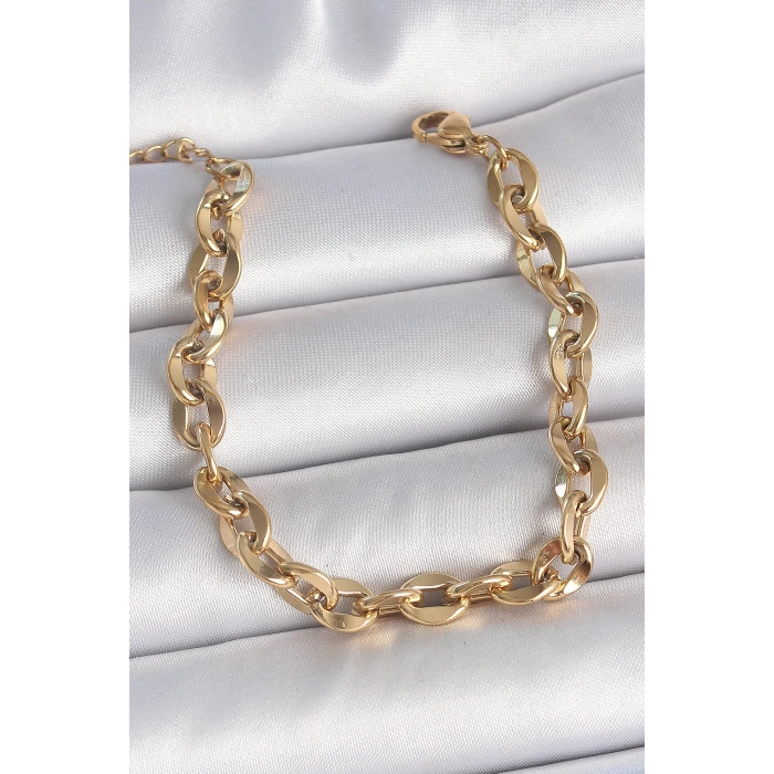 316L Çelik Gold Renk Zincir Model Kadın Bileklik